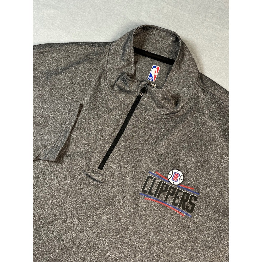 Mens UNK NBA Los Angeles Clippers Gray Heather 1/4 Zip Pullover Shirt XXL